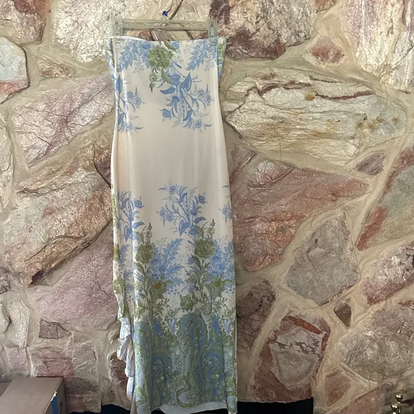 Commense Monet Floral Print Split Midi Dress size Medium Green - Image 5