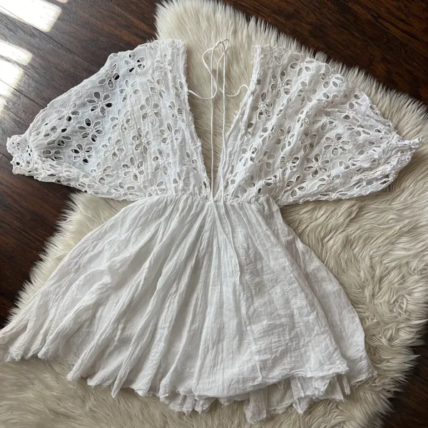 Free People One Bella Note Eyelet Mini Dress - Image 12
