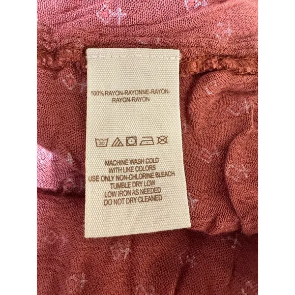 Free People Boho High Low Boyfriend Shirt Rust‎ Women's Size Large - Image 11