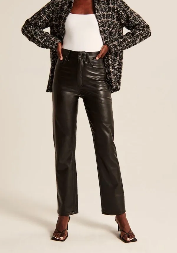 Abercrombie 90s Straight Ultra High Rise Vegan Leather Pants - Image 2