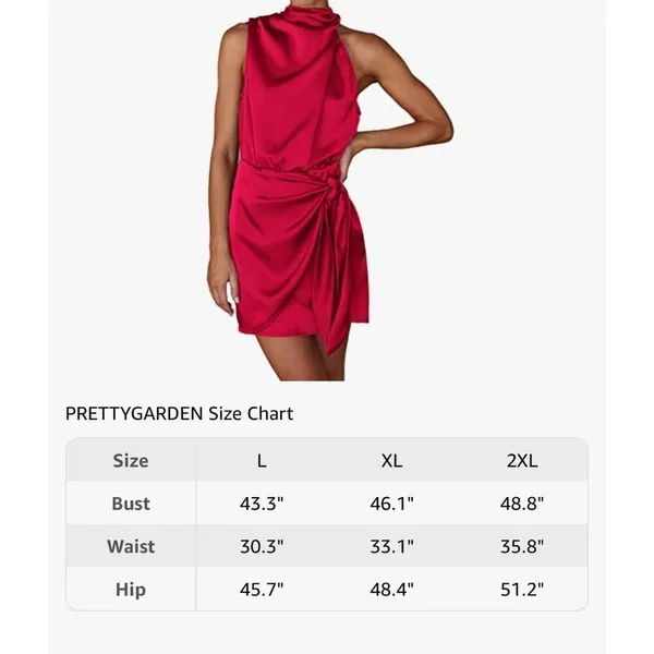 NEW Satin Elegant Sleeveless Mock Neck Cocktail Mini Dress XL - Image 4