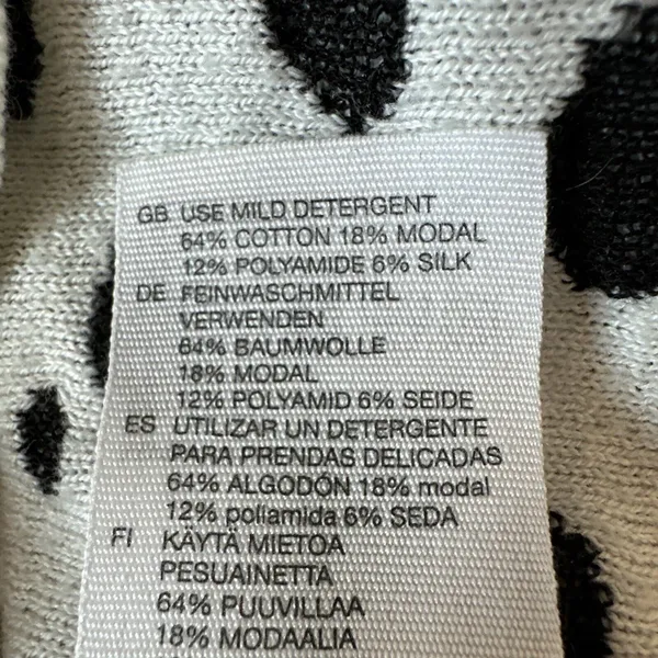 & Other Stories Crew Neck Black Cream Polka Dot Sweater Size S Cotton Modal Silk - Image 9