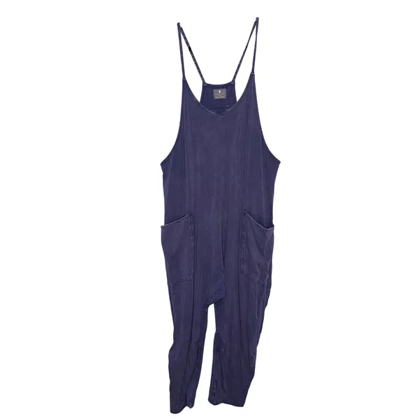 Free People Movement Hot Shot Jumpsuit Women XL Purple Fair Acid Wash Harem - Image 3