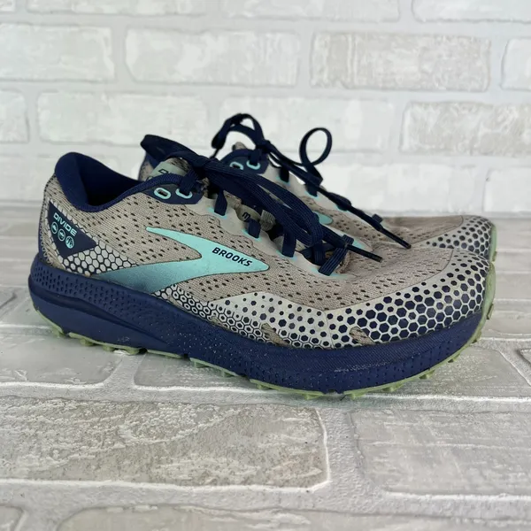 Brooks‎ Divide 3 Trail Running Shoes Womens 7.5 Oyster Cobalt Blue Tint Active - Image 12