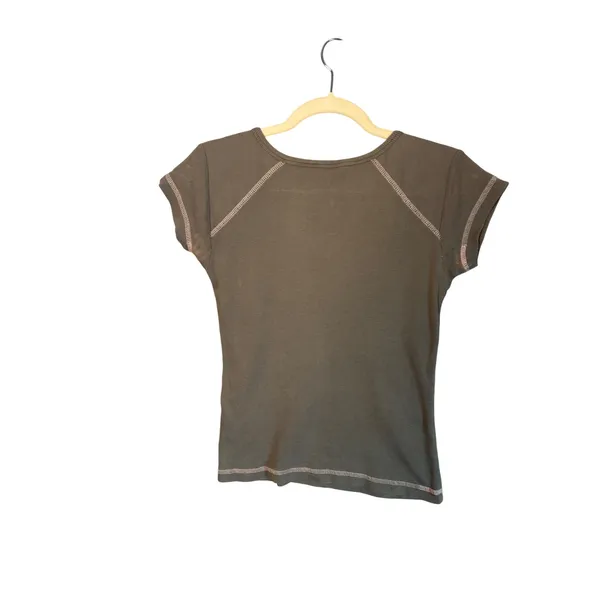 Fox Racing Womens Top L Olive Green Lace Up Ribbed Contrast Stitch Y2K Gorpcore - Image 2