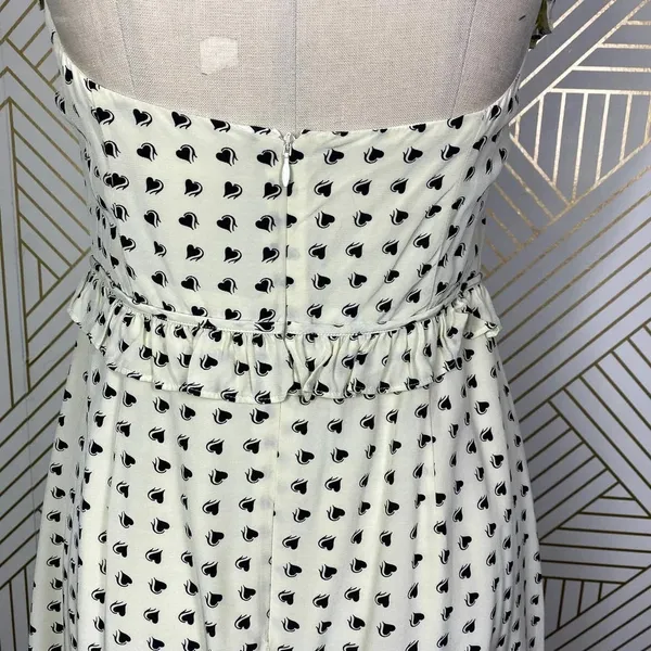 For Love & Lemons Sweetheart‎ Mini Dress Creme Heart Print Size US Medium - Image 11
