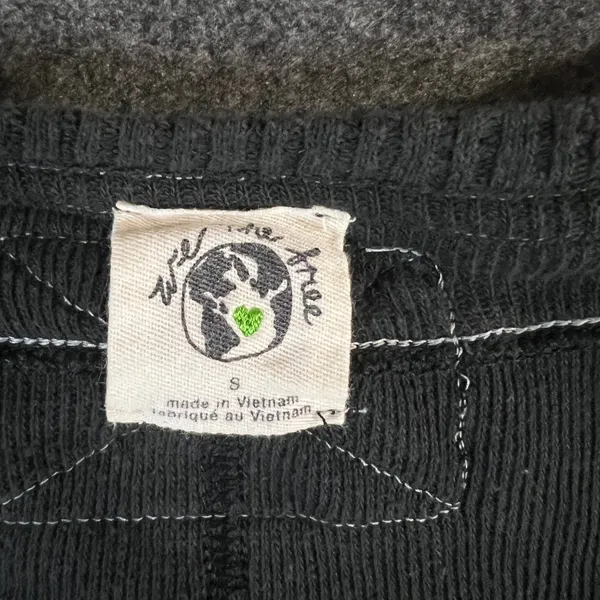 We The Free Free People Black Thermal Waffle Knit Raw Seam Top Thumbholes Small - Image 3