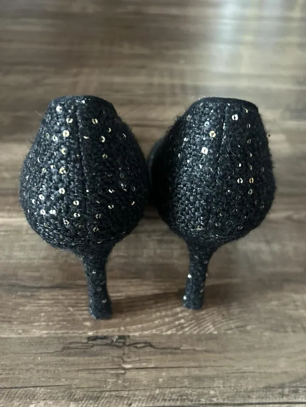 Ann Taylor Sequined Tweed Stiletto Pumps, Women’s Size 9, Black - Image 7