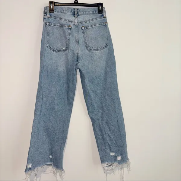 Abercrombie & Fitch Distressed Cropped distressed‎ raw hem mom jeans light 26 - Image 2