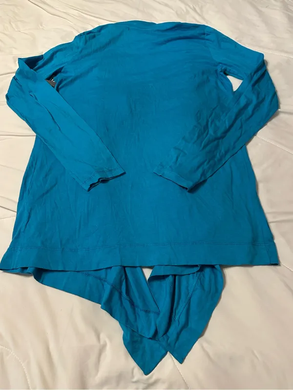 Velvet by Graham & Spencer Turquoise Open-Front Long Sleeve Cardigan -NWT - Sz M - Image 4