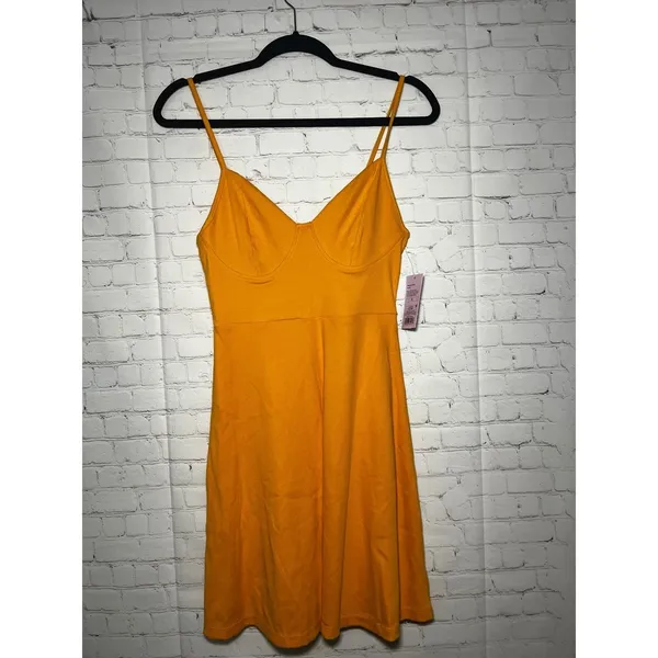 NWT Wild Fable Orange Ribbed Spaghetti‎ Strap Mini Dress Size S - Image 2