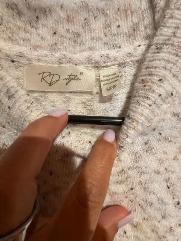 RD Style Knitted Sweater Vest S/P Sleeveless Crew Neck Beige Multicolored Fleck - Image 2