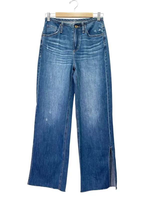 NWT EVEREVE Ever Slouchy Jeans Size 25 Dark Rinse High Rise Wide Leg Side Slit - Image 2