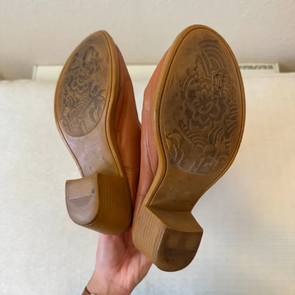 Brown Western Cowboy Boots Mid Calf Embroidered Block Heel Size 7 - Image 3