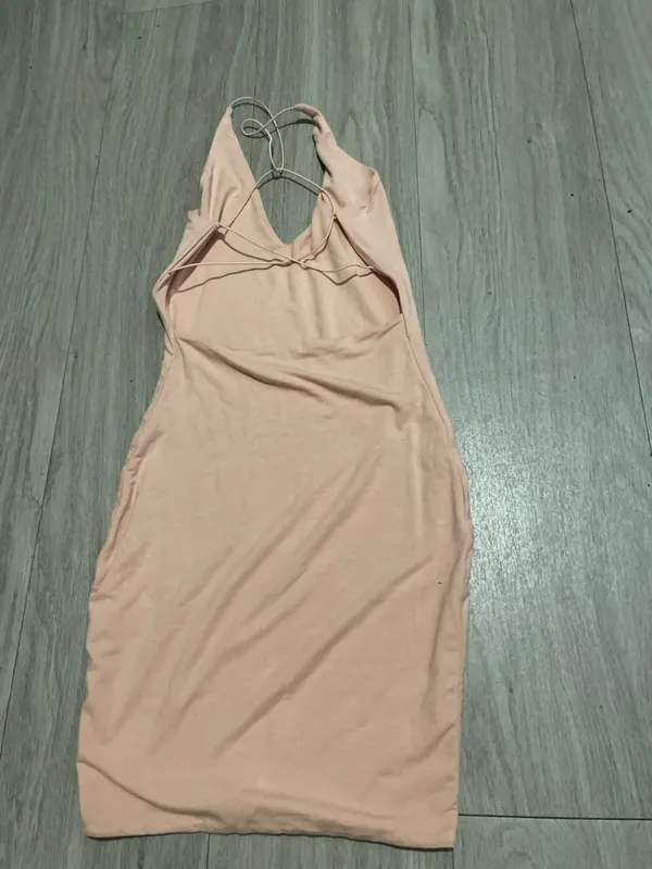 Oh Polly Blush Pink Strappy V-Neck Mini Dress - Image 3