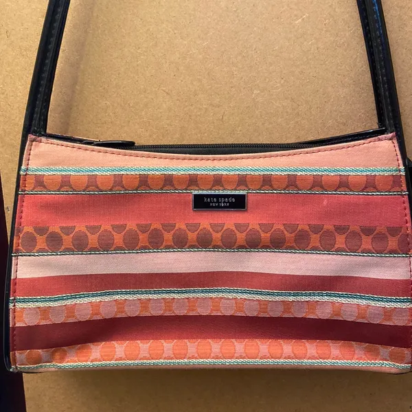 Vintage Kate Spade leather & clothe shoulder purse clutch bag - Image 2
