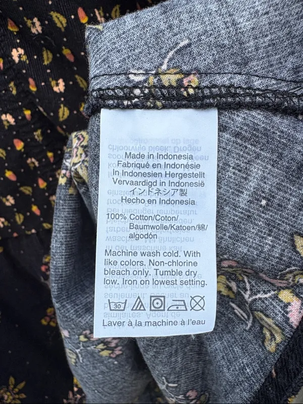 EUC Madewell Acorn Foulard Corduroy Top Black Floral Size Medium - Image 8