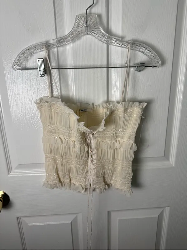 House of CB Lula Ivory Sequin Pleat Corset S - Image 2
