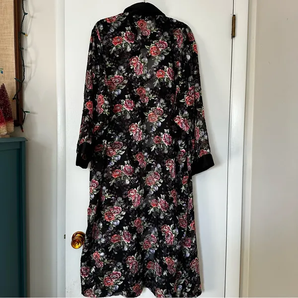 Victorias Secret Vintage Floral Burn Out Vintage Robe Topper Womens Large - Image 6