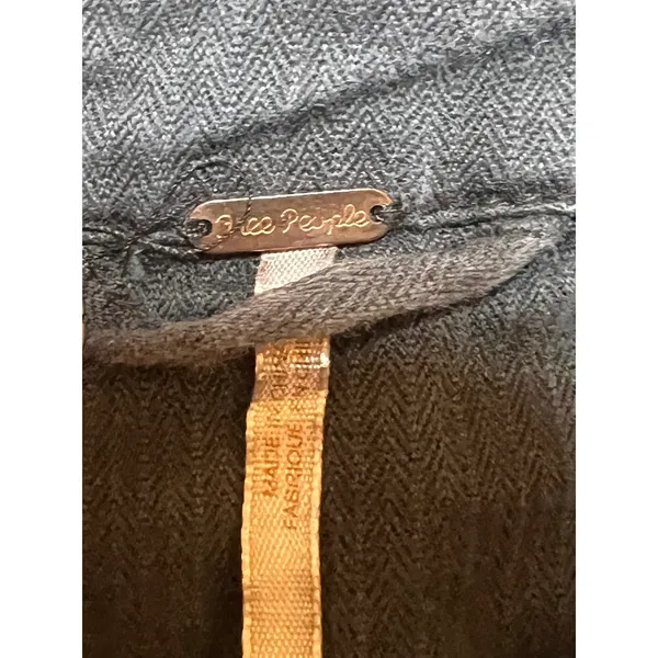 Free People Distressed Embellished Millitary Shirt Jacket Gunmetal Size Medium‎ - Image 4