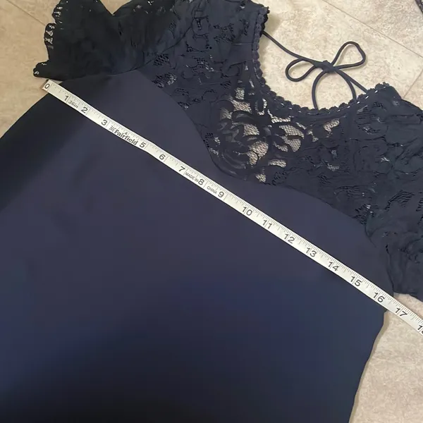 Zara Basics Navy Lace Top - Image 6