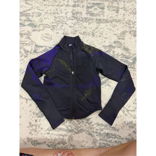 Gymshark Printed Seamless Zip Up Jacket Small Purple Black - Image 3