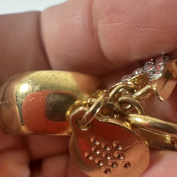 Chloé Paddington Gold Tone Padlock Star Charm Ring Rhinestone Size 6.5 - Image 9
