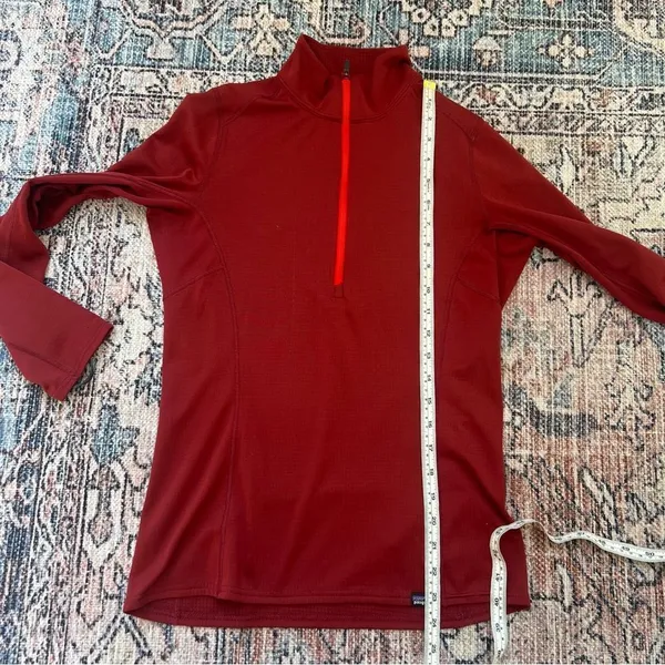 Patagonia Midweight Capilene Baselayer Crimson Red Pullover Zip Neck Shirt XS - Image 11