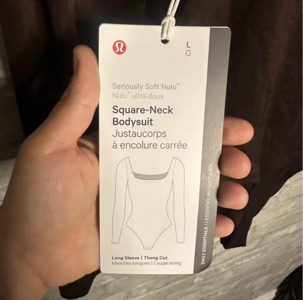 Lululemon Nulu Square Neck Long Sleeve Bodysuit Thong Cut NWT Size Large (FRPR) - Image 9