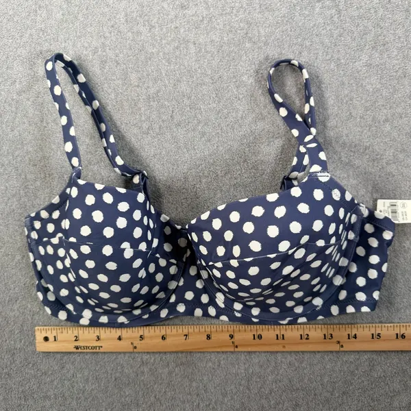 Aerie Women's 38DD Navy Blue Polka Dot Lightly Lined Underwire Bikini Swim Top - Image 4