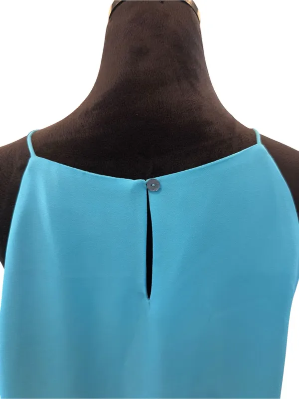 Violet +‎ Claire M Teal Sleeveless Pleated Blouse Minimalist Professional Tank - Image 6