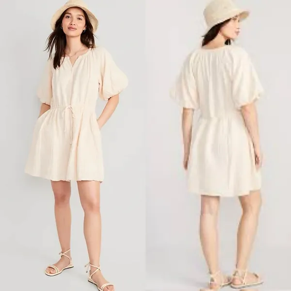 Old‎ Navy Waist-Defined Puff-Sleeve Mini Dress Large NWT - Image 2