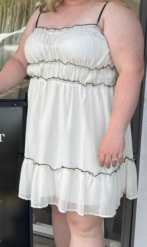SheIn White/Black Ruffle Hem Dress - Image 4