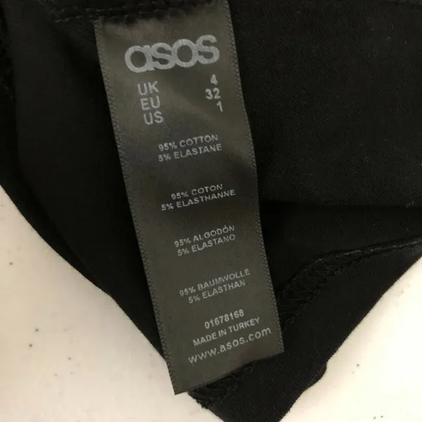 Asos Womens Crop Top Off Shoulder Short Sleeve Cotton Stretch Black Size 0 - Image 4
