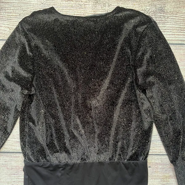 Altar'd State Black Gold Glitter Bodysuit Womens Medium‎ Long Sleeve Party Top - Image 10