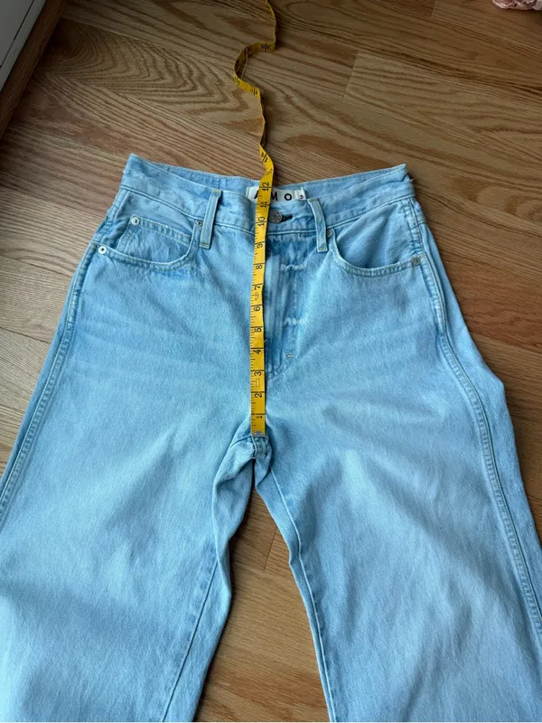 AMO Frida Crop Jeans 26 Light Wash High Rise Wide Leg Denim - Image 7