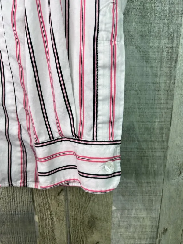 Jones New York 3X Striped Button Front Long Sleeve W/Button Cuff Shirt Top - Image 3