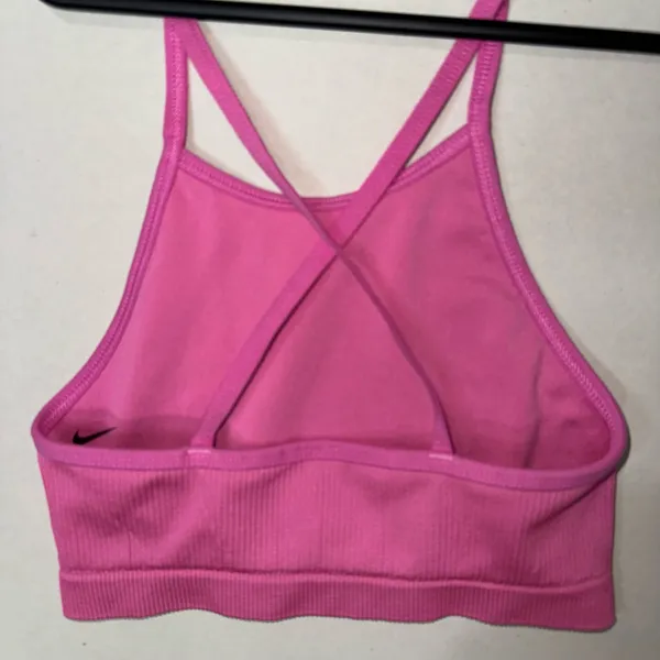 Nike Hot Pink Ribbed Sports Bra with Black Swoosh NEW Size XS - Image 4