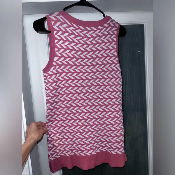 Alfani Women's Sun Coral V-Neck Herringbone Pullover Sweater Vest SZ XS - Image 3