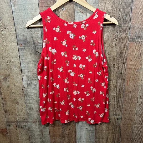 Old Navy Red Floral Luxe Rayon Spandex Sleeveless Tank Top Layering Large L - Image 5
