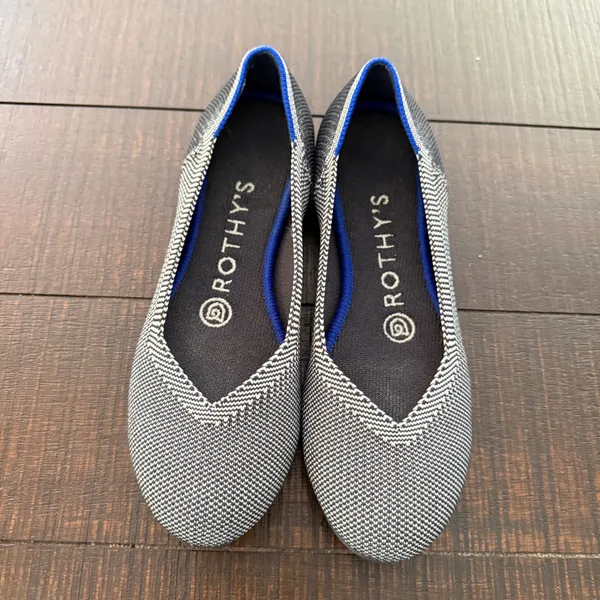 Rothys The Point Womens 5 Grey Birdseye Knit Flat Shoes Preppy Loafer Slip On - Image 2