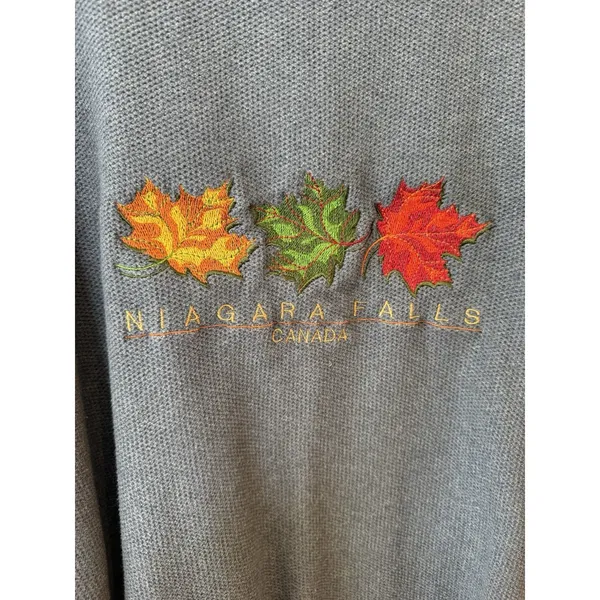Vintage Attraction Embroidered Leaves Niagara Falls Canada Crewneck Sweatshirt L - Image 5