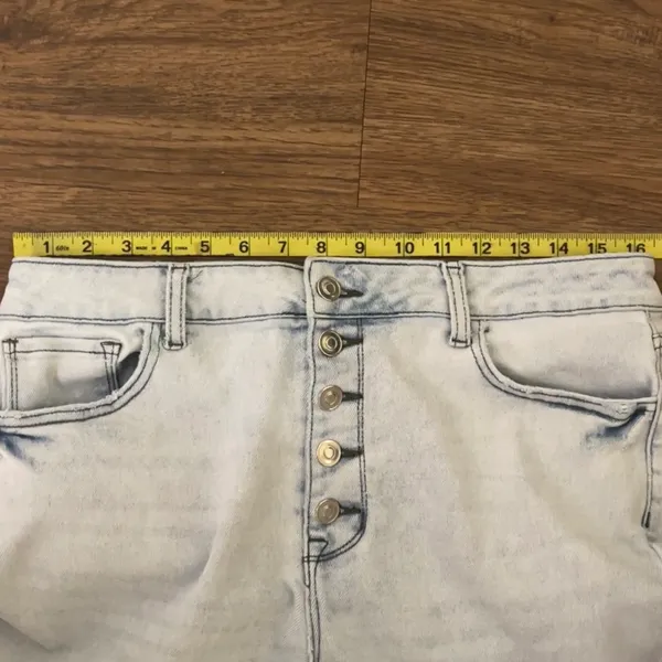 Raw Distressed Hem Flare Button Up Jeans Light Blue Size 31 - Image 6