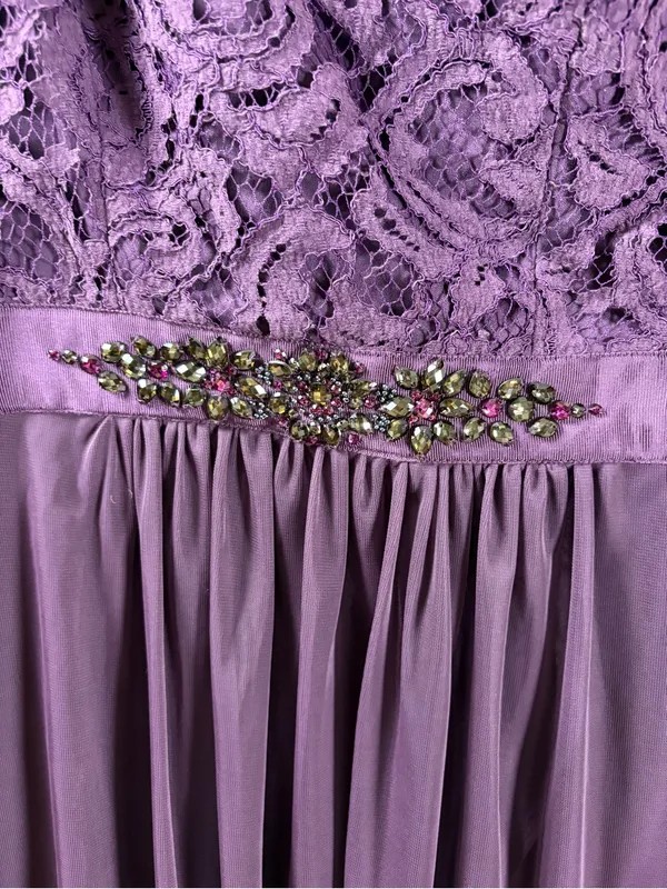 Adrianna Papell One-Shoulder Purple Lace & Mesh Mini Party Dress 6 - Image 10