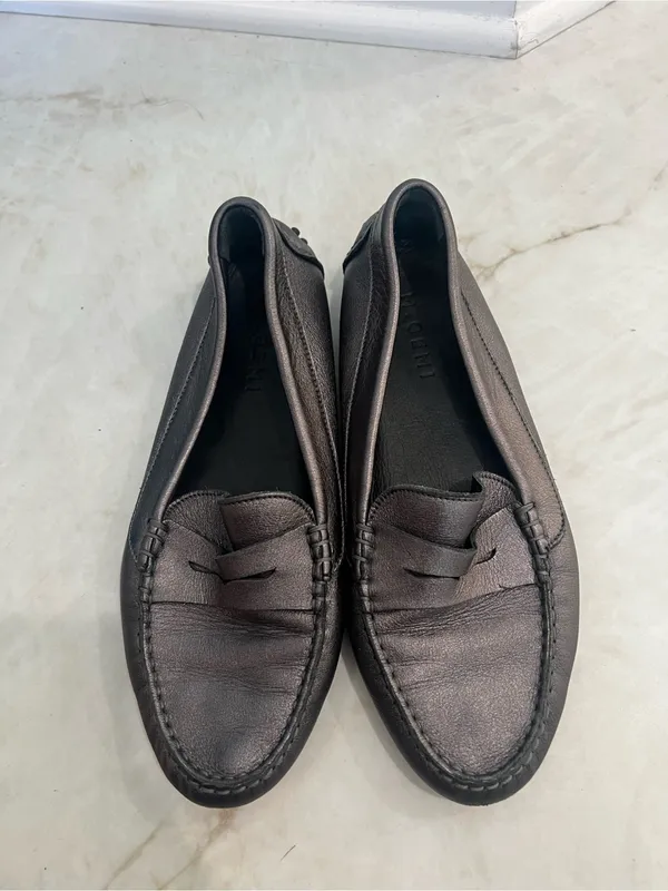 M.Gemi Gunmetal Mettalic Pastoso Driving Moc Loafers Size 39.5 - Image 2