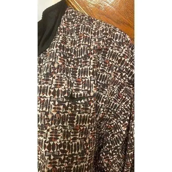 Nike Windbreaker Jacket Women Black Brown Geometric Vintage 90s‎ Full Zip Medium - Image 4