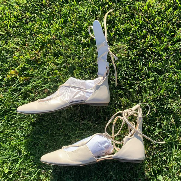 Chase + Chloe White Pointed-Toe Lace-Up Gladiator Flats - Image 6