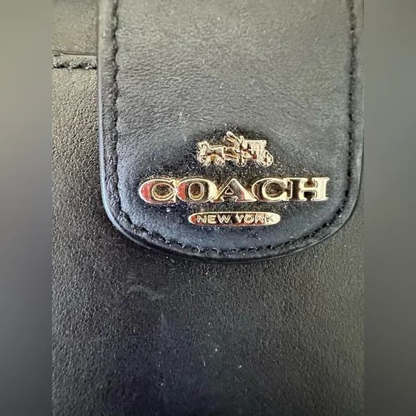 Coach Leather Zip Wristlet Wallet – Black – New York Logo - Image 7