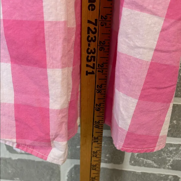 Aura Pink Gingham Puff Sleeve Midi‎ Dress Women’s Size Small - Image 9