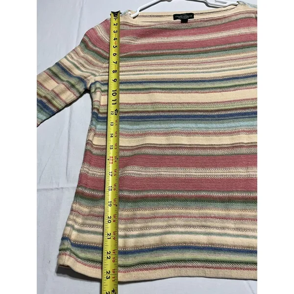 Ralph Lauren L Linen Blend Sweater 3/4 Sleeve Striped Multi Color L BOHO striped - Image 5